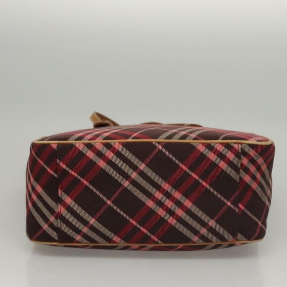 BURBERRY Nova Check Blue Label Tote Bag Canvas Pink Silver Auth - Picture 2 of 15